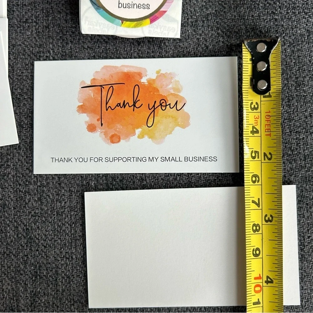 25 THANK YOU Business Cards + 25 Stickers, Starter Set, Watercolor, ORANGE